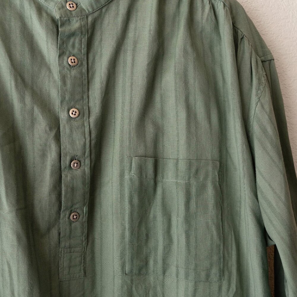Scully Mens XXL Green Western Henley Button Shirt 100% Cotton Long Sleeve - Picture 5 of 9
